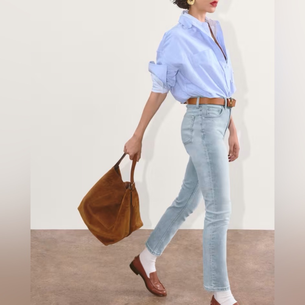 Everlane Original Cheeky Jeans Organic Cotton Light Wash Denim, Size 27 Regular
